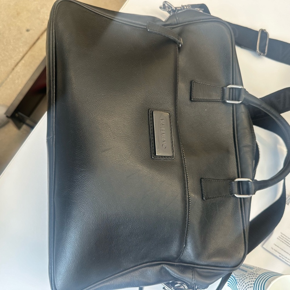 Valentino Black Leather Laptop Bag